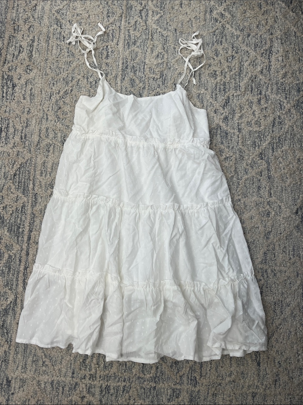 SHEIN White Tiered Tie-Shoulder Mini Sundress